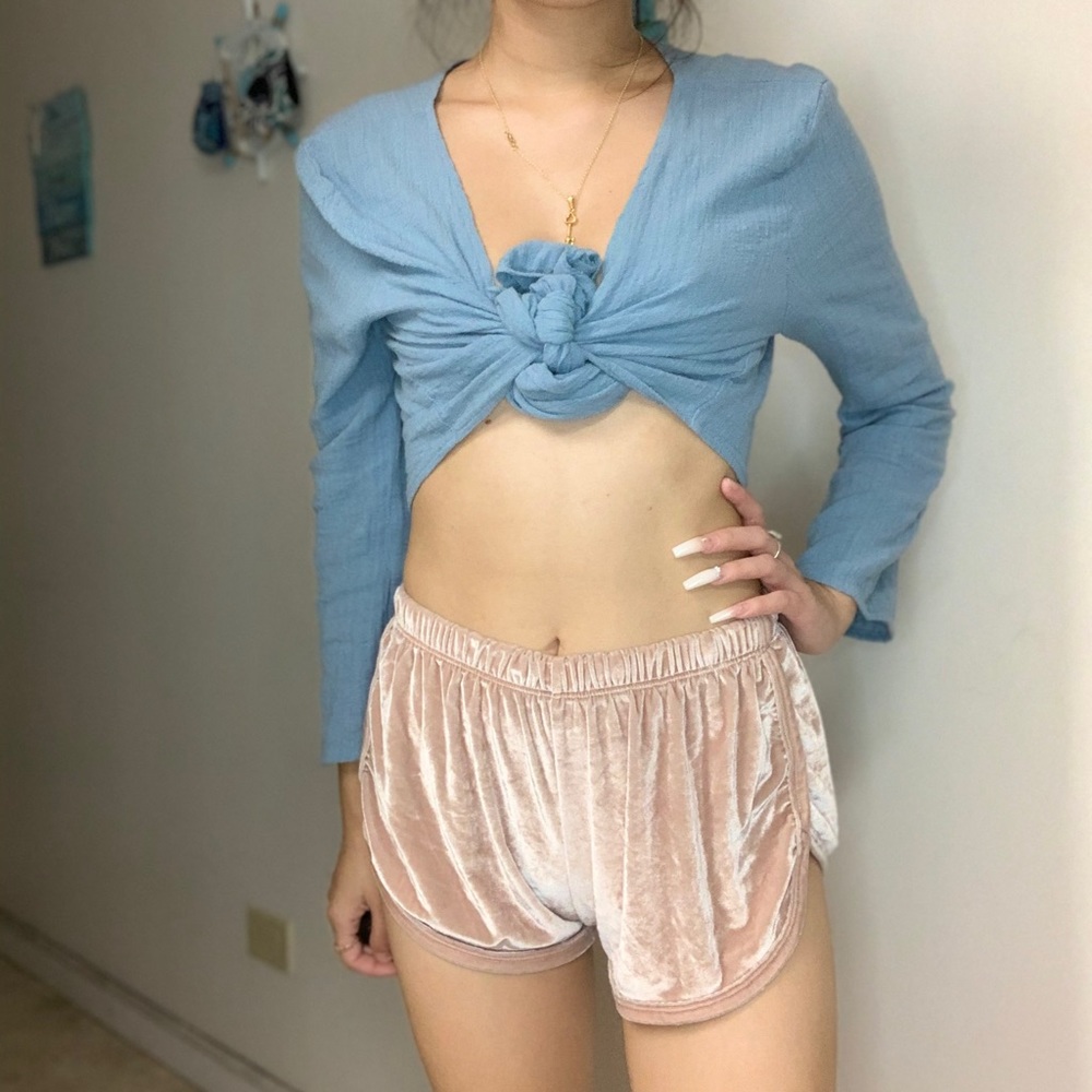 Brandy Melville pink velour lisette shorts